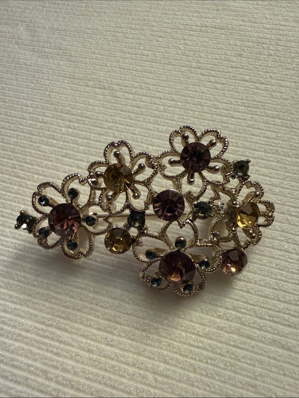 Multi-Color Crystal Floral Brooch - Women Jewelry